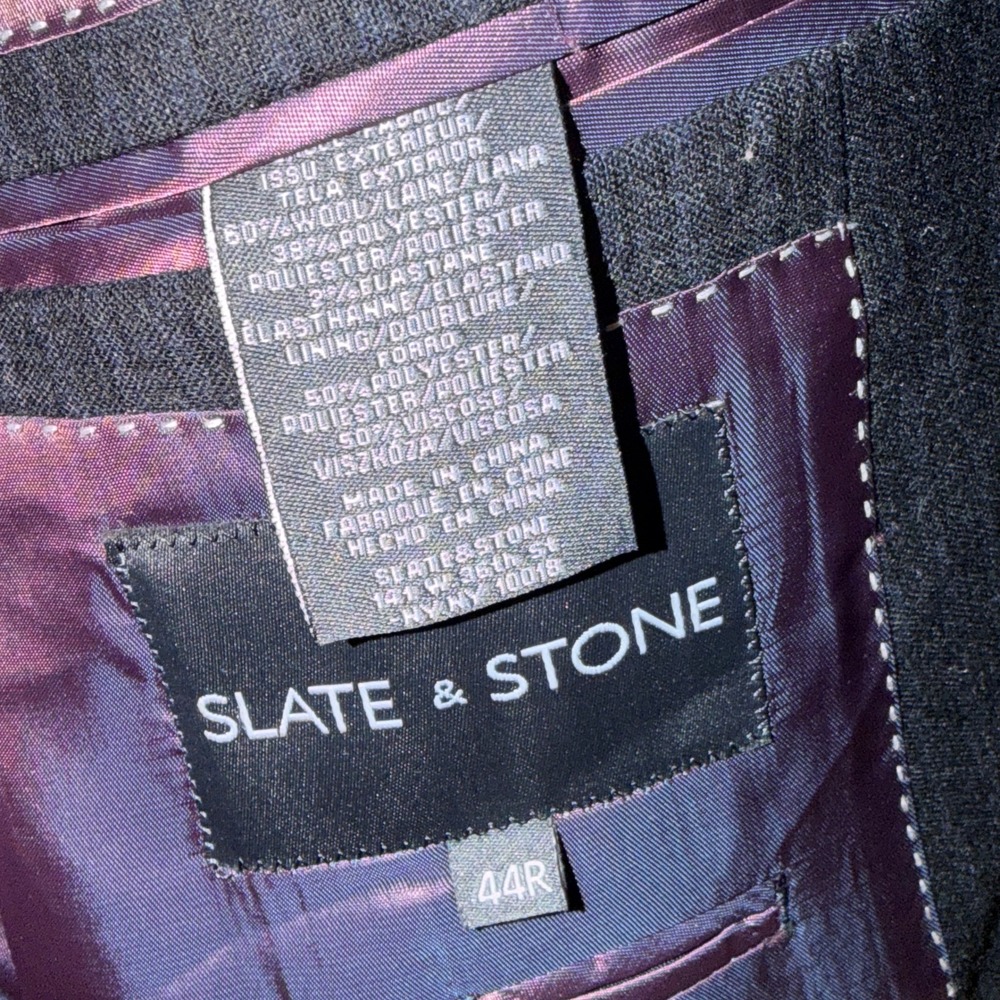 Slate & Stone The‎ Halkin Blazer Mens 44R Grey Excellent Pinstripe Modern Fit - Picture 9 of 9
